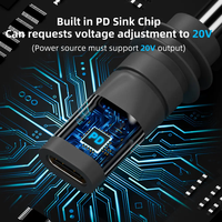 Pour Starlink Mini 20V 65W 100W PD chargeur Source USB Type C femelle à 5521 DC mâle adaptateur de connecteur d'alimentation pour Starlink Mini