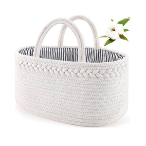 Baby Diaper Caddy Organizer for Girl Boy Cotton Rope Nursery Storage Bin <strong>Basket</strong> Portable Holder Tote Bag for <strong>Changing</strong> <strong>Table</strong> - Product Image 5