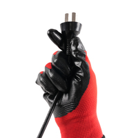 Gants de jardin de travail de construction enduits de paume en nitrile lisse rouge noir de calibre 13 de haute qualité
