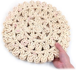 Table Heat Insulated Pad Flower Shape Rattan Table <b>mat</b> Natural Corn Husk Woven Place <b>mat</b> Handmade Kitchen Dining Table - Product Image 2