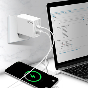Chargeur 65W en nitrure de gallium (GaN) pour ordinateur portable, adaptateur secteur multi-ports pour Samsung, Huawei, Apple iPhone, charge rapide - Product Image 5