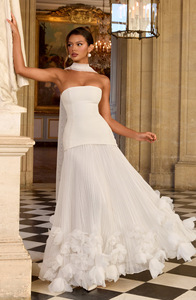 OUDINA - Vestido Largo <span class=keywords><strong>de</strong></span> Fiesta con Hombros Descubiertos, sin Tirantes, con Flores 3D, <span class=keywords><strong>de</strong></span> Malla, para Banquetes y Eventos Nocturnos - Product Image 5