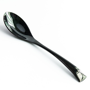 Korean Style Black Silver Stainless Steel 304 Spoons Dinner Coffee Soup Dessert Milk Spoon for Promotional Wedding Gift