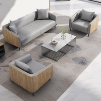 Ensemble de canapés de bureau en cuir de luxe minimaliste pour fabricants, mobilier de réception moderne et confortable pour les espaces de loisirs