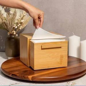 Kotak penyimpanan tisu bambu dengan laci, kotak penyimpanan tisu bambu dan krim tangan, kotak penyimpanan bambu - Product Image 6