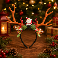 Serre-tête de Noël Pafu avec bois de renne, oreilles de cerf et baies, pour fête, costume et décoration de Noël