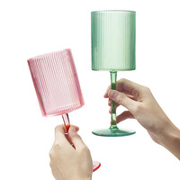 Gobelet en plastique coloré à rayures verticales, réutilisable, avec pied, pour fête, mariage