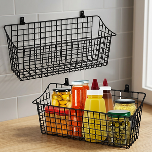 Panier de rangement suspendu moderne en fil métallique écologique Sheeraz International avec poignée et séparateurs en tissu de haute qualité - Product Image 3