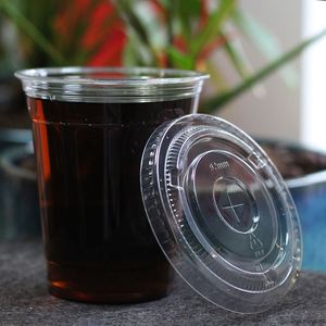 Wholesale Crystal Clear PET Disposable Glass Smoothie Wine Cup Yogurt Strawless Lid <b>Plastic</b> Cup with <b>Straws</b> - Product Image 2