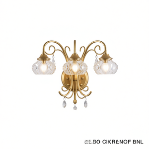 Applique Murale Moderne en Cristal à 3 Lumières, Dorée, en Fer, pour Salle de Bain, avec Abat-jour en Verre Transparent, Lampe de Miroir à Lumière Blanche Chaude et Intensité Réglable - Product Image 1