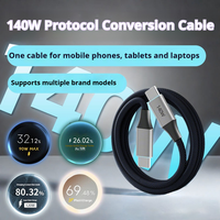 Câble de conversion de protocole 140W pour Huawei Xiaomi OPPO VIVO Redmi Nubia Black Shark, câble de données 7A Samsung iPhone, charge rapide en voiture