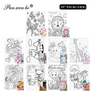 Kit di pannelli di tela pre-stampati con animali per principianti e bambini Panwenbo, kit fai-da-te per dipingere su tela pre-disegnata. - Product Image 1