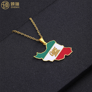 Zhenxi 2022 Hot Koop Rvs 18K Vergulde Aanslag Bestendig Olie Druipen Iran Kaart Hanger Ketting Voor Vrouwen en Mannen - Product Image 6
