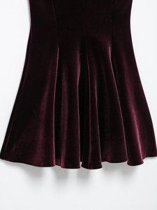 Elegante Abito Corto da <span class=keywords><strong>Donna</strong></span> in Velluto Tinta Unita Senza Maniche a Linea A, Ideale <span class=keywords><strong>per</strong></span> <span class=keywords><strong>Abbigliamento</strong></span> da Cocktail Party - Product Image 6
