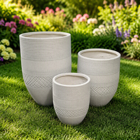 Grand pot cylindrique décoratif en fibre de verre blanc pour extérieur, idéal pour hôtels et jardins, léger et écologique