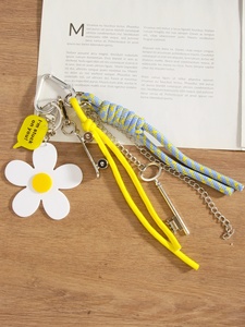 Vente en gros usine : Mini charme de sac à main pour femme, motif fleur de marguerite en acrylique, avec fermoir métallique et sangle tressée brillante, style skateboard - Product Image 5