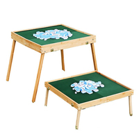 Table de Mahjong pliable en bois portable pour une utilisation en intérieur/extérieur - Table durable et écologique pour 4 joueurs, idéale pour le camping et les jeux de pique-nique