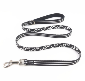 Correa para mascotas de poliéster negro Fabricante de correas para perros Impresión personalizada de lujo Correa para perros trenzada Ingenio de alta calidad - Product Image 2