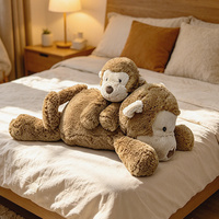 Nouvel Arrivage Peluche Kawaii Singe et Éléphant Allongés, Jouet en Peluche, Coussin de Sommeil, Décoration d'Intérieur, Coussin Doux Singe et Éléphant