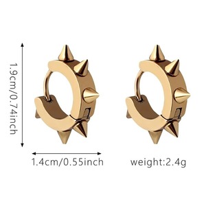 1 Paire de Boucles d'Oreilles Clous Épineux en Acier Inoxydable pour Femmes et Hommes, Style Punk, Amusant, Street Pop, Hip Hop, Gothique, Bijoux de Piercing, Cadeau Tendance - Product Image 2