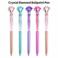 Stylo Bille Diamant Cristal avec Grande Pierre Précieuse, Corps en Plastique Transparent, Encre Noire 1mm, Écriture Fluide, Vente en Gros, Nouveauté Papeterie Cadeau