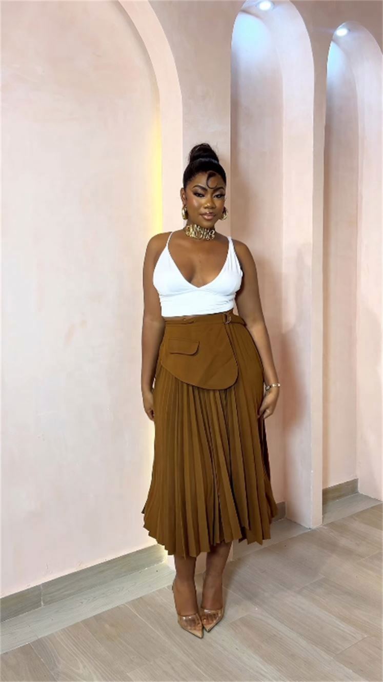 2026 Office Elegant Summer High-Waist Irregular Lace-Up Pleated