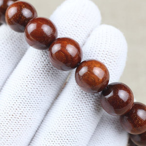 Blood Sandalwood <b>Bracelet</b> 12mm 17 Beads Gold Star Buddhist Beads Chinese Style Unisex Cultural Jewelry - Product Image 4