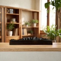 Porte-encens sculpté à la main en noyer noir, boîte à encens, brûleur, outil de luxe fonctionnel pour bureau, sculpture décorative pour bâtonnets d'encens