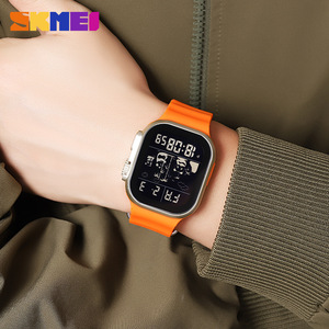 Skmei Digital Watch Men's Large Electronic Waterproof Luminous Sports <b>Timer</b> <b>With</b> Date Alarm Stopwatch Orange Strap - Product Image 4