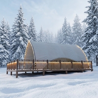 Tente de glamping résistante à la neige avec structure en acier pour hôtel, cabane pour station de ski alpin et village de camping écologique quatre saisons en montagne