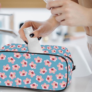 Portable Toiletry Bag Women Makeup Cosmetic Travel Case Hawaii Hua Pink Flower Small Pouch Custom Design Make up Pouch - Product Image 6