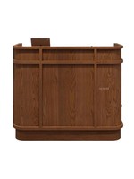 Bureau de réception moderne en MDF Forme lumineuse LED pour magasin de vêtements pour femmes Comptoir de caisse Petit bar Table de paiement