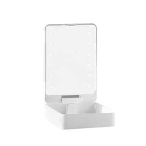 <span class=keywords><strong>Espejo</strong></span> de Maquillaje Compacto Plegable con Iluminación LED Personalizada, Lámpara, Caja de Almacenamiento para Herramientas de Maquillaje, Caja de Almacenamiento de Brochas, Set de Almacenamiento de Maquillaje para Viaje - Product Image 3
