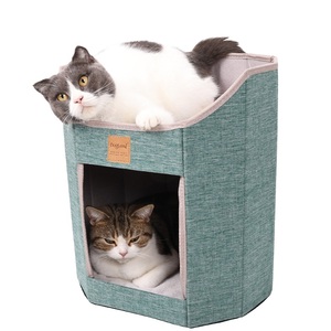 Vente en gros pliable Cat <span class=keywords><strong>Cube</strong></span> Condo lit d'intérieur à la mode pour animaux de compagnie avec surface de pose résistante aux rayures pour chats - Product Image 1