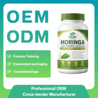 Capsules de poudre de feuilles de Moringa Oleifera pure, antioxydant naturel, complément alimentaire végétalien à base de plantes, non-OGM, approvisionnement en vrac, marque privée, OEM, ODM