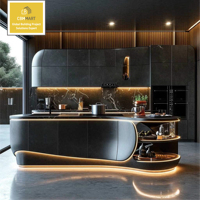 Armário de Cozinha em Laca de Alto Brilho Cbmmart, Cor Personalizada, MDF, Estilo Americano Moderno, Conjunto Completo para Villa, Fabricante