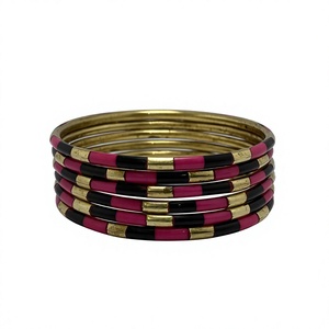 Bracelets en laiton plaqué or faits à la main avec résine de couleur violette, style vintage, bijoux pour les occasions de mariage et les cadeaux - Product Image 5