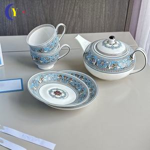 <span class=keywords><strong>Route</strong></span> de <span class=keywords><strong>la</strong></span> soie os porcelaine assiette à dessert européenne ensemble de tasses à café luxe maison salle à manger boîte-cadeau complète en céramique thé de l'après-midi - Product Image 1