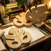 Sous-verres en bois motif feuille de Monstera, en hêtre massif, décoration tropicale, artisanat en contreplaqué naturel non fini, ornement de bureau DIY