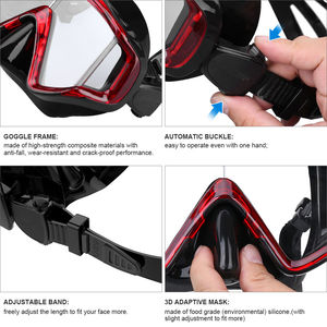 Vente en gros de masques de plongée en silicone, 3 lunettes, grandes lunettes de plongée pour adultes, en stock - Product Image 4