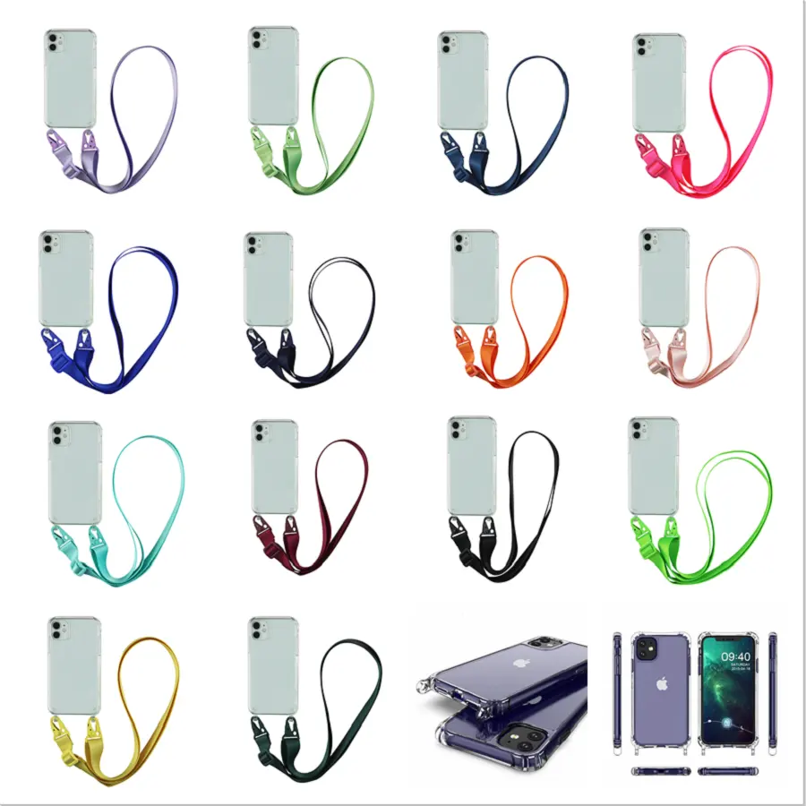 TPU+PC Crossbody Necklace Phone Case For iPhone 14 Lanyard Cord Strap Cover phone 13 pro max case acrylic lanyard