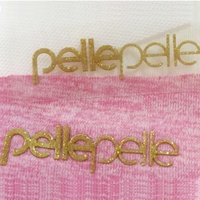 Étiquette en caoutchouc thermocollante personnalisée en silicone 3D en relief avec logo de marque et paillettes dorées pour vêtements