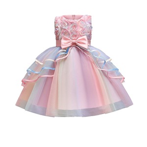 Vestido de Fiesta de Cumpleaños de Alta Calidad con Diseño de Arcoíris, Disfraz de Princesa para Niñas - Product Image 1