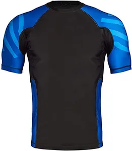 High Quality Custom Logo Printed Men's Short Sleeve Upf50+ Quick Dry Compression Gym Fitness Shirts Bjj Mma Rash Guard
