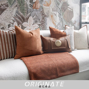RUIYI High-quality <strong>Orange</strong> Coffee Color Living Room Simple <strong>Pillow</strong> <strong>Pillow</strong> Cover Modern High-end Ins Sand Hair <strong>Pillow</strong> Cover - Product Image 2