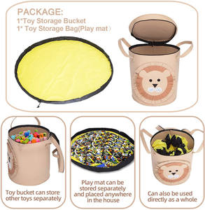 Cestino pieghevole dell'organizzatore del sacchetto di immagazzinaggio rapido del giocattolo del feltro all'aperto di stoccaggio del giocattolo con il tappetino da gioco per i bambini - Product Image 2