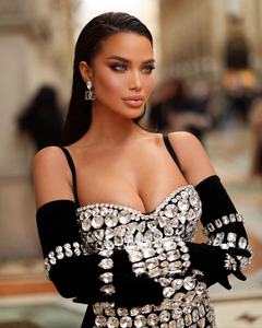 Abito da Festa di Lusso alla Moda da Donna per Club Fasciante Aderente Mini Abito Nero con Perline e Decorazione di Diamanti Vestidos - Product Image 3