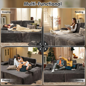 Sofa busa kompresi populer 2025, tanpa perakitan diperlukan kain Corduroy, kasur Sofa kompresi vakum, tempat tidur Sofa ruang ganda - Product Image 3