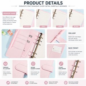 A5 A6 Ring <b>Binder</b> 6 Holes Loose Leaf <b>Binder</b> PU Leather Budget <b>Binder</b> DIN Folder Budget Planner <b>Notebook</b> Cover for Filling Paper - Product Image 4