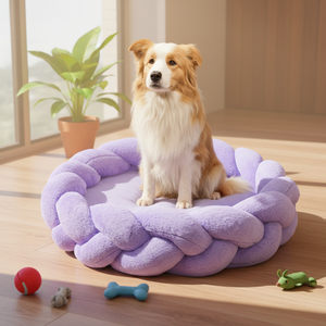 Kinghon OEM Meerdere Kleuren Luxe Handgemaakte Zachte Fluwelen Hondendeken met Afneembare Hoes Huisdierenbank Rond Design - Product Image 1